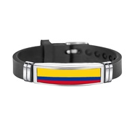 Bracelet en silicone drapeau espagnol en acier inoxydable, ajustable, pour événements commémoratifs, patriotiques et sportifs