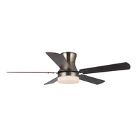 Ventilateur de plafond LED intelligent décoratif moderne de 52 pouces en cuivre DC avec 5 pales en bois, lumière, télécommande et TUYA