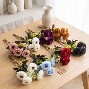 Fleur Artificielle Fantaisie à 9 Tiges, Bouquet de Lys en Soie à Mille Feuilles pour Arche de Mariage, Centre de Table et Décoration Intérieure - Product Image 1