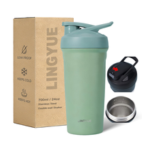 Bouteille d'eau isotherme en acier inoxydable Lingyue New 24oz avec logo personnalisé en stock pour la salle de sport, les sports et les voyages