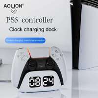 Station de charge rapide pour manette PS5 AOLION AL-P5486 avec affichage LED de l'heure, support de bureau en ABS, accessoires de jeu