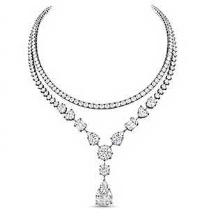 Collar de Diamantes Chapado en Oro con Colgante de Doble Hilera y Engaste de Bisel en Forma de Y, Joyería Nupcial para Bodas y Fiestas - Product Image 1