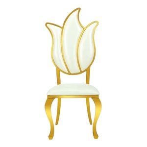 Mobili personalizzati in acciaio inossidabile lussuosi a forma di foglia calda oro banchetto sedie da sposa bianco - Product Image 4