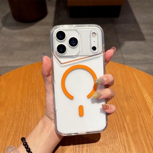 เคสโทรศัพท์มือถือแบบใสแม่เหล็กแฟชั่น สำหรับ iPhone 17 11 12 13 Pro Max 16 Plus 17 Air พร้อมปุ่มโลหะ ป้องกันด้านหลัง - Product Image 1