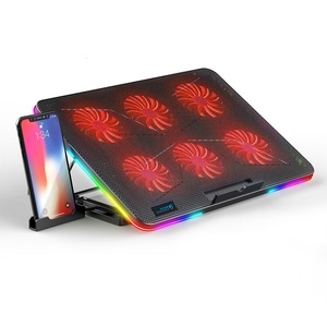 Refroidisseur d'<span class=keywords><strong>ordinateur</strong></span> <span class=keywords><strong>portable</strong></span> RGB 6 ventilateurs LED <span class=keywords><strong>Support</strong></span> de téléphone intelligent 7 Hauteur réglable <span class=keywords><strong>17</strong></span> <span class=keywords><strong>pouces</strong></span> Refroidisseur d'<span class=keywords><strong>ordinateur</strong></span> <span class=keywords><strong>portable</strong></span> - Product Image 2