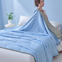 Couette Guatear de classe A, couleur unie, motif ondulé, en soie, pour l'été, fraîche, taille king et queen, lavable, douce, pour climatisation
