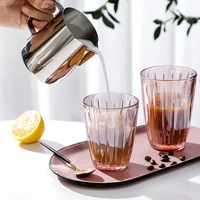 Gobelet à café glacé Americano Latte, Gobelet en verre à rayures verticales, Gobelet domestique, Gobelet pour Cold Brew, Gobelet White Coffee australien