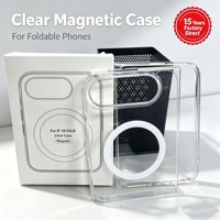 Étui de téléphone magnétique en acrylique pour iPhone Duo, pliable, transparent, compatible avec la charge sans fil, avec emballage en boîte de vente au détail
