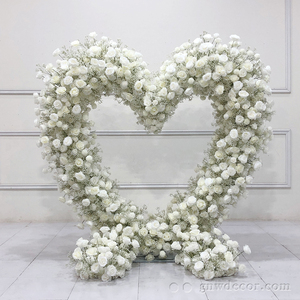 Fiore decorativo molto pieno naturale tutto bianco rosa a forma di <span class=keywords><strong>cuore</strong></span> sfondo per arco a forma di <span class=keywords><strong>cuore</strong></span> fiore palcoscenico matrimonio - Product Image 5