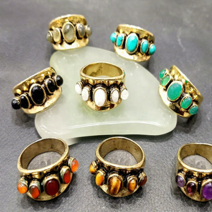 Imitation Bohemia Christian Cluster Alloy Turquoise Geometric <b>Rings</b> <b>Gold</b> Plated Unisex Gift Jewelry Wholesale Factory Price - Product Image 1