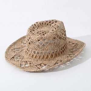 Handmade Malan Grass Straw Cowboy <b>Hat</b> New Design Outdoor Sun <b>Hat</b> Hollow Out Indian Aster Straw <b>Hat</b> - Product Image 6