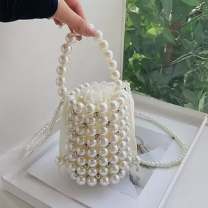 Sac seau tissé à la main, nouveau sac pour femme, mini sac à perles, sac à main, sac à bandoulière, sac fourre-tout, sac de soirée tendance avec chaîne - Product Image 3