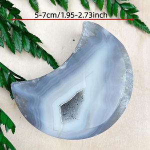 Agate Geode Moon, pierre de cristal énergétique naturelle polie, pour la décoration de la maison et du bureau, guérison Reiki, équilibre des chakras, cadeau artisanal - Product Image 6