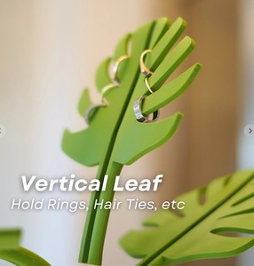 Mirror-<strong>leaf</strong> Monstera Artificial Plant Plastic Flower Pot 3 <strong>Leaves</strong> Bathroom Storage Box Toothbrush Holder <strong>Wall</strong> Decorations <strong>Decor</strong> - Product Image 4
