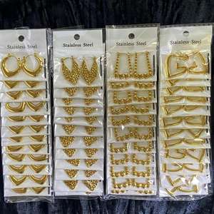 MW Fashion Feine Creolen 18k Vergoldete Edelstahl-Ohrringe mit Unregelmäßiger Geometrie und Minimalistischem Stil Großhandel - Product Image 2