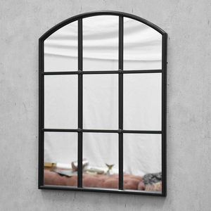 Luckywind-<span class=keywords><strong>Espejo</strong></span> de rejilla con marco de Metal para <span class=keywords><strong>ventana</strong></span>, <span class=keywords><strong>Espejo</strong></span> de pared con diseño nórdico <span class=keywords><strong>Vintage</strong></span>, grande, negro - Product Image 4