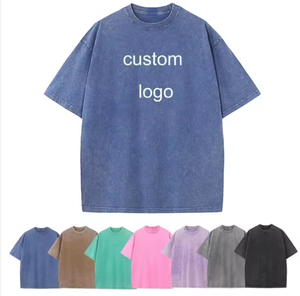 T-shirt personnalisé 220g pour homme, style européen et américain, coupe ample, épaules tombantes, en maille polyester/coton, col en V, manches courtes - Product Image 1