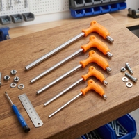Kunci Allen Hex T-Handle CrV 2.5-14mm, Obeng Soket, Kunci Pas, Ujung Bola Pipih, Panjang Total Pendek