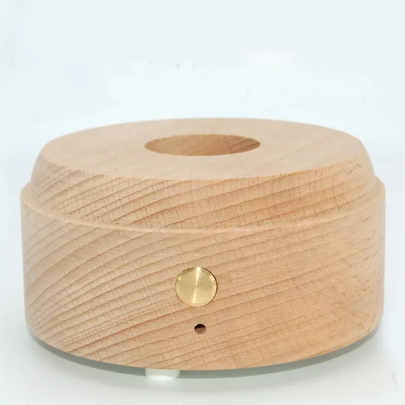 Mini lecteur de musique intelligent contrôle de téléphone portable LED Base ronde en bois RVB 7 couleurs avec rotation pour boule de cristal résine Art déco