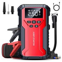 Démarreur de voiture tout-en-un, batterie externe 99800mAh avec gonfleur de pneus numérique, lumière LED d'urgence et charge USB