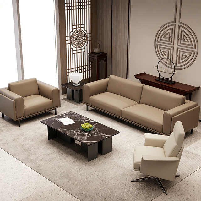 Office Sofa Popular Design Executive Reception Sofa Set Movable Modern Style Leather Sofa