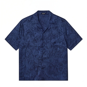 Camicia da Uomo con Stampa Digitale Tonal, Manica Corta, Blu Navy, Casual, per Vacanze Estive - Product Image 2