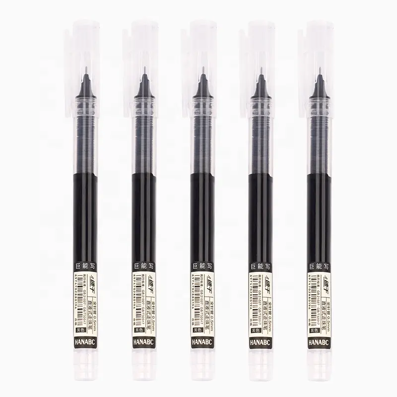 Özelleştirme yüksek kapasiteli düz sıvı hızlı kuru iğne tüp dolum jel kalemler Set kırtasiye malzemeleri rulo tükenmez kalem