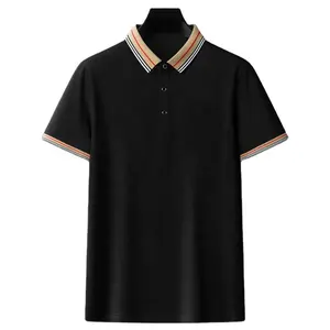 गर्मियों रेशम पुरुषों की कम बाजू की टी शर्ट नई शुद्ध कपास अंचल ढीला आकार पोलो शर्ट शर्ट