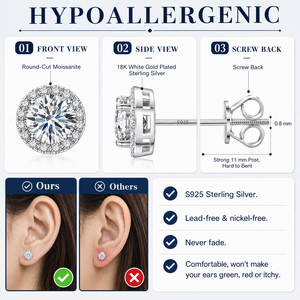 Fine Jewelry Screw Back Women Luxury Gold Plated 925 Sterling <b>Silver</b> Iced VVS Moissanite Halo <b>Stud</b> Earrings Waterproof Hip Hop - Product Image 4