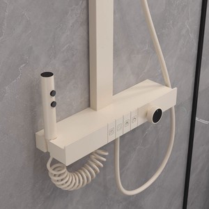 ชุดฝักบัวทรงสี่เหลี่ยมทันสมัย พร้อมหน้าจอแสดงอุณหภูมิ ติดตั้งแบบฝัง สีเทากันเมทัล เคลือบสีอบด้วยระบบดิจิตอลเทอร์โมสตัท - Product Image 2