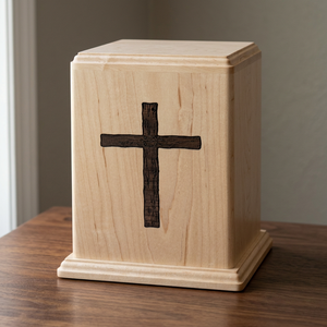 B.S. Urna Funeraria Internacional Ecológica de Madera Maciza Estilo Americano, Diseño Decorativo, Garantía de 3 Años, Diseños Personalizables - Product Image 1