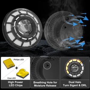 Faro LED LOYO de 7 Pulgadas con Anillo Halo, Luz de Conducción con Ojo de Ángel, Luz Diurna DRL para Motocicleta, para Jeep Wranglers JK JL Grand <span class=keywords><strong>Cherokee</strong></span> - Product Image 5