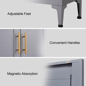 Armoire haute en métal blanc, meuble de rangement au sol avec étagères réglables pour aliments et <span class=keywords><strong>vin</strong></span>, armoire de chambre ou d'entrée - Product Image 3