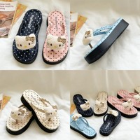 Tongs de plage décontractées pour femmes, style coréen, motif pois, semelle épaisse, légères, confortables et antidérapantes
