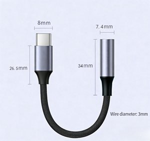 Cavo Adattatore Audio <span class=keywords><strong>AUX</strong></span> Intrecciato <span class=keywords><strong>USB</strong></span>-<span class=keywords><strong>C</strong></span> con Rivestimento in PVC/Nylon per iPhone 15, S24/S23 Ultra e Computer - Product Image 5