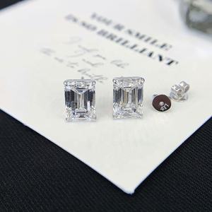 Ruyi 1.5ct Chaque 3ctw Lab Diamant 18k Or Boucles D'oreilles Émeraude Coupe Simple Prong Réglage Offre Spéciale Usage Quotidien Bijoux - Product Image 2