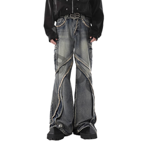 <span class=keywords><strong>Jeans</strong></span> Casual stile retrò americano Casual a gamba larga in maglia Denim <span class=keywords><strong>con</strong></span> ampie tasche sfrangiate <span class=keywords><strong>con</strong></span> bordi consumati motivo lavato per l'autunno - Product Image 6