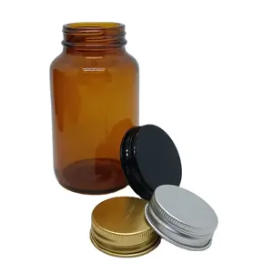 300Ml Amberkleurige Tabletten Pillen Capsules Brede Mond Glazen Pot