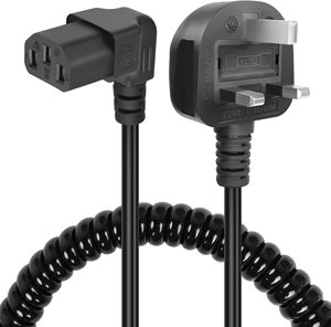 Anh 90 độ cuộn cáp 3Pin để góc bên phải IEC C13 mùa xuân xoắn ốc dây điện cho máy tính màn hình TV lò thay thế - Product Image 2