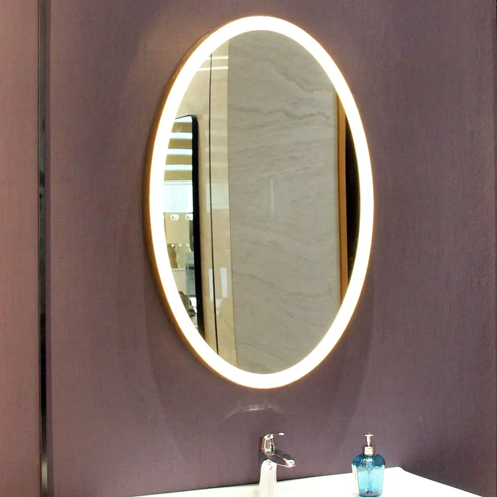 Miroir ovale cadre en métal doré, décoration de luxe moderne, pour maison, salon, décoration murale