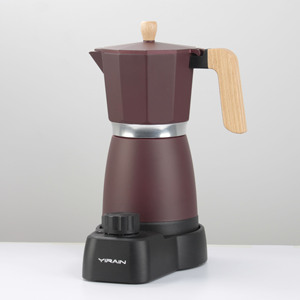 Cafetera eléctrica <span class=keywords><strong>moka</strong></span> de aluminio con temporizador, nueva máquina de café de madera con temporizador, apagado automático, 2023 - Product Image 4