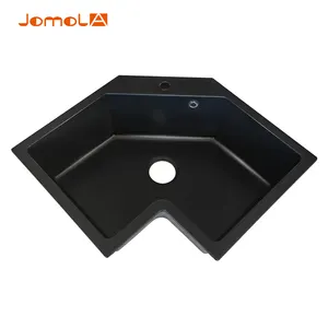 Manufacturer Production black marble quartz stone kitchen sink under mount composite granite corner sinks