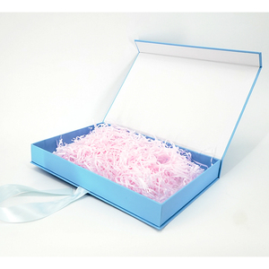 Cajas de regalo azules con tapa magnética plegable de embalaje de tablero de grado <span class=keywords><strong>fuerte</strong></span> de Venta caliente de lujo con cinta y Rafia - Product Image 4