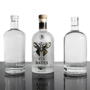 China Factory Sales Super Flint White Glass Gin Vodka Bottles Spirit Liquor Glass Bottle With T-cork Sealing