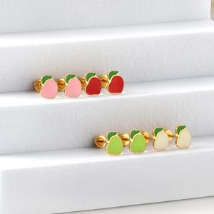 Boucles d'oreilles clous personnalisées pour enfants, motif fruits, tendance 2024, avec dos à vis, en gros - Product Image 3