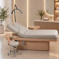 Table de soin esthétique à 4 moteurs avec design imitation bois pour spa médical et esthétique, lit de traitement pour esthéticienne, lit d'épilation pour esthéticienne