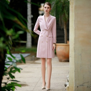 最新2023厂家直销供应白色小批量定制生产现货粉色西装外套连衣裙 - Product Image 4