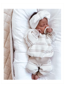 2024 enfants doux rayure ensemble garçons et filles bébé bicolore épissage à manches longues tricot pull avec pantalon enfants loisirs costume - Product Image 5