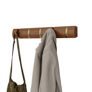 Porte-manteau mural en bois moderne, design minimaliste pour entrée, salon, salle de bain - Product Image 3