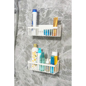 Banyor 6-Piece Bathroom Storage <b>Set</b> Adhesive Plastic Organizer Shampoo <b>Toothbrush</b> Soap <b>Holder</b> Hanging Rack Minimalist Design - Product Image 2